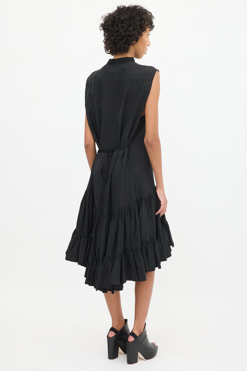 UNTTLD Black Dropped Waist Asymmetrical Tier Dress