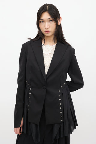 UNTTLD Black Wool 
Cotton Andas Lace Up Blazer