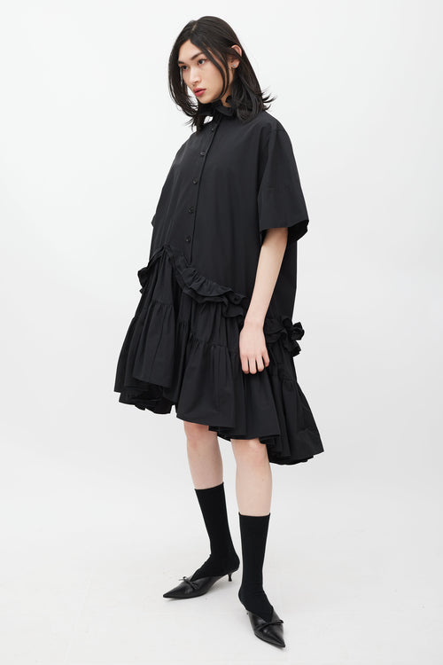 UNTTLED Black Asymmetrical Ruffled Dress