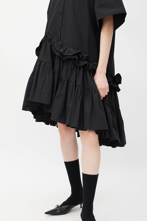 UNTTLED Black Asymmetrical Ruffled Dress