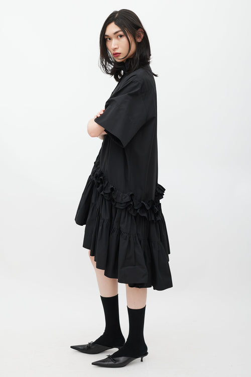 UNTTLED Black Asymmetrical Ruffled Dress