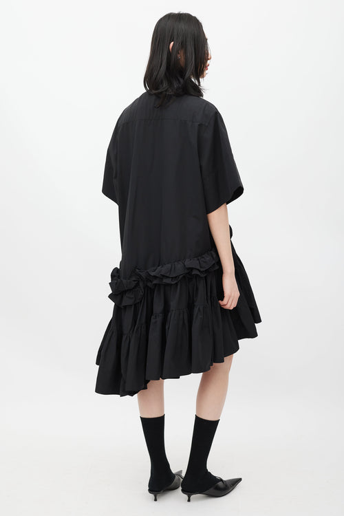 UNTTLED Black Asymmetrical Ruffled Dress