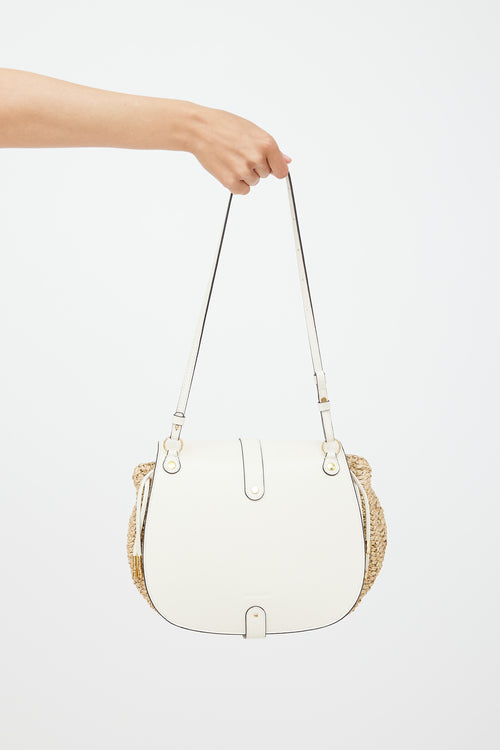 Ulla Johnson Beige 
Cream Raffia Paloma Ruched Bag