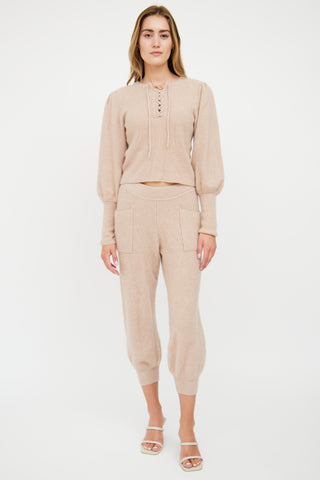 Ulla Johnson Beige Cashmere Knit Two Piece Set