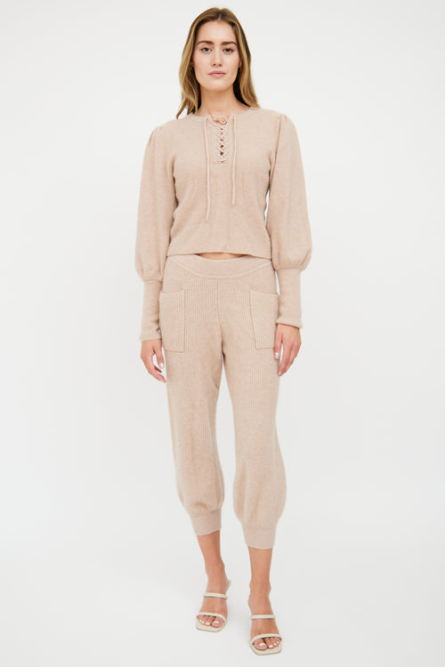 Ulla Johnson Beige Cashmere Knit Two Piece Set