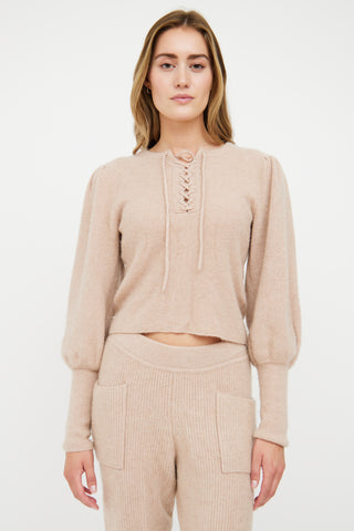 Ulla Johnson Beige Cashmere Knit Two Piece Set