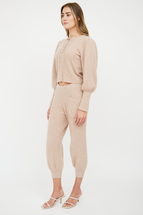 Ulla Johnson Beige Cashmere Knit Two Piece Set