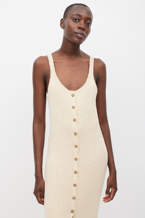 Ulla Johnson Beige Cotton Ribbed Nedda Dress