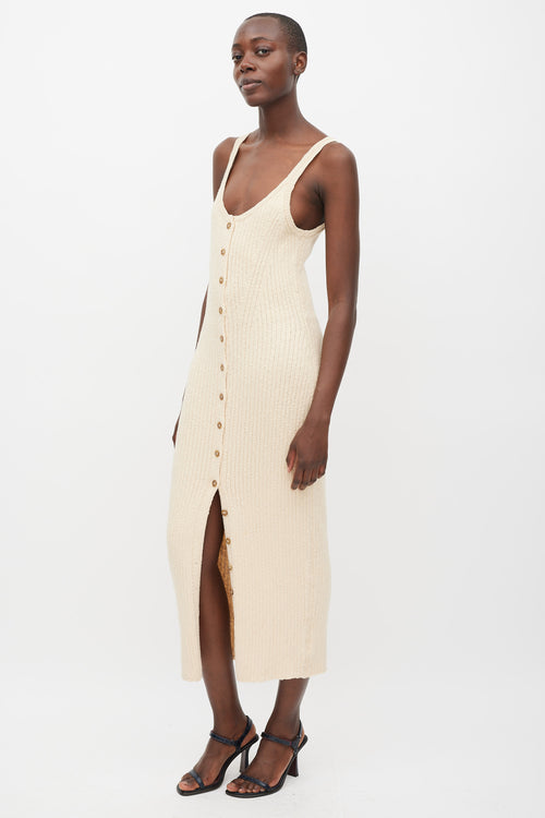 Ulla Johnson Beige Cotton Ribbed Nedda Dress