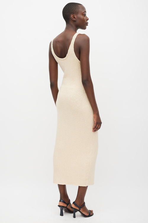 Ulla Johnson Beige Cotton Ribbed Nedda Dress