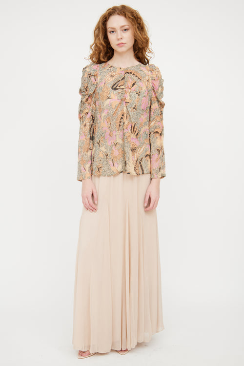 Ulla Johnson Beige 
Multicolour Paisley Metallic Top