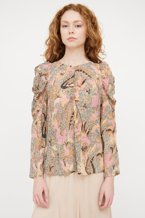 Ulla Johnson Beige 
Multicolour Paisley Metallic Top