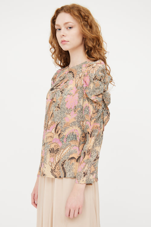 Ulla Johnson Beige 
Multicolour Paisley Metallic Top