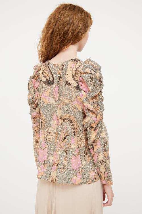 Ulla Johnson Beige 
Multicolour Paisley Metallic Top