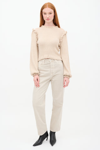 Ulla Johnson Beige Wool Knit Ruffle Sweater