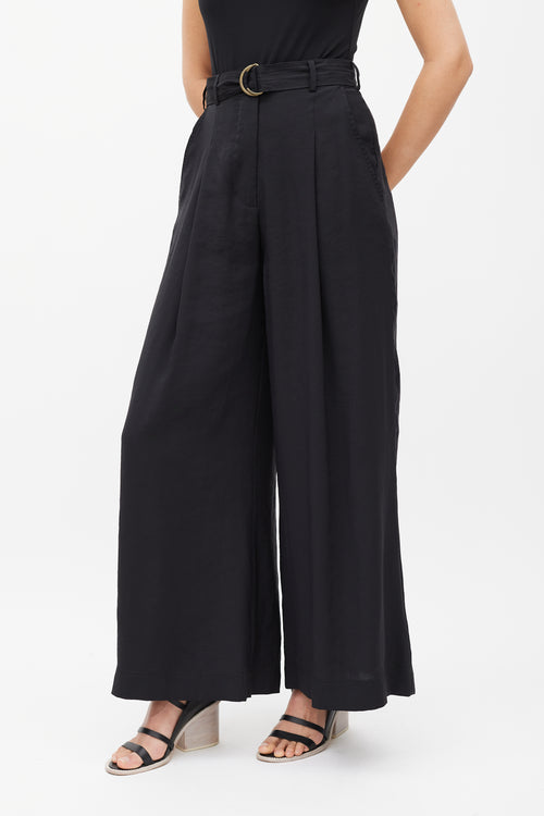 Ulla Johnson Black Belted Wide Leg Trouser