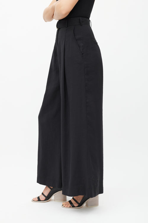 Ulla Johnson Black Belted Wide Leg Trouser