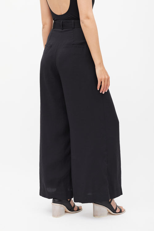 Ulla Johnson Black Belted Wide Leg Trouser