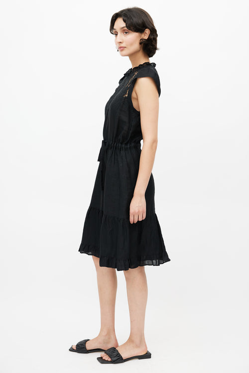 Ulla Johnson Black Eyelet Lace Ruffled Dress