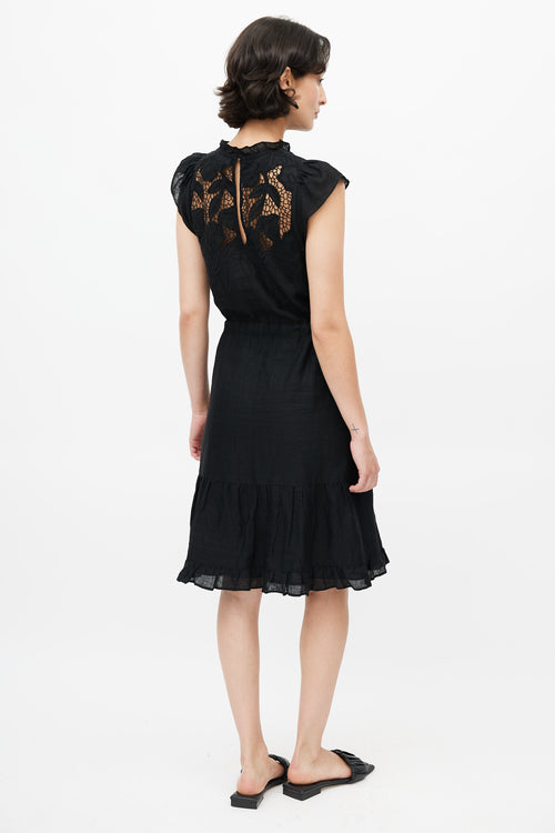 Ulla Johnson Black Eyelet Lace Ruffled Dress