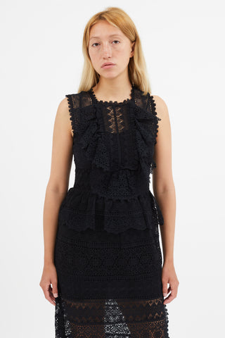 Ulla Johnson Black Eyelet Lace Sheer Dress