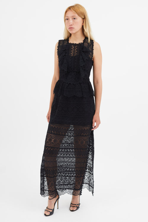 Ulla Johnson Black Eyelet Lace Sheer Dress