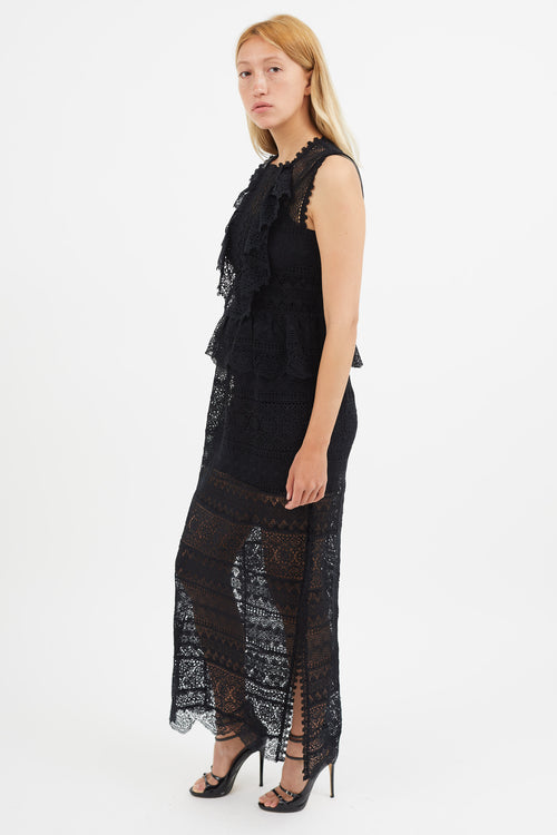 Ulla Johnson Black Eyelet Lace Sheer Dress