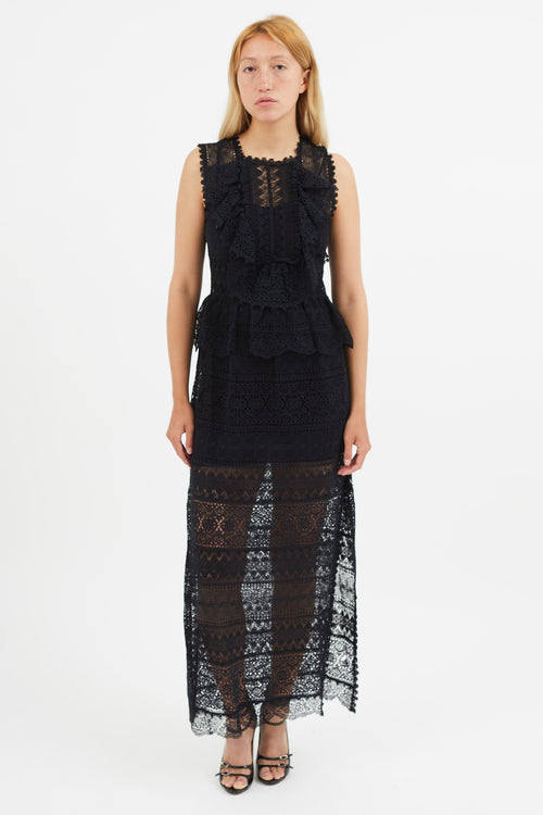 Ulla Johnson Black Eyelet Lace Sheer Dress