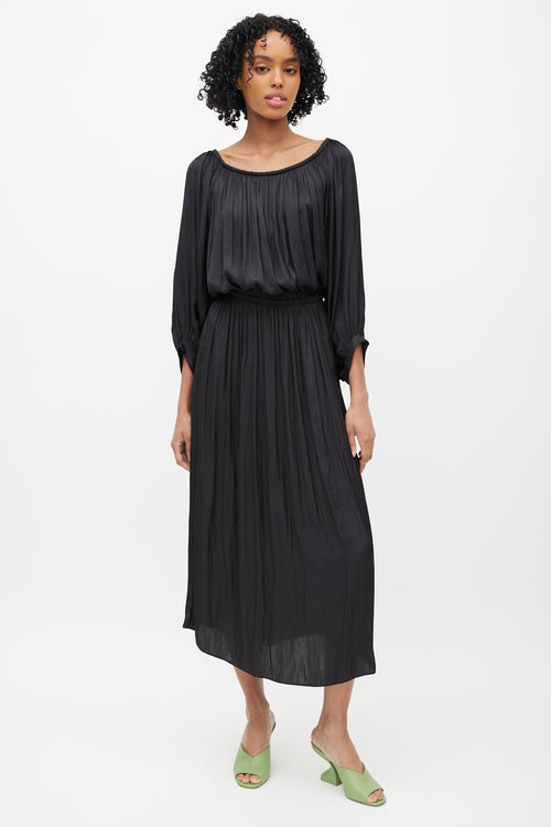 Ulla Johnson Black Off The Shoulder Pleated Dress