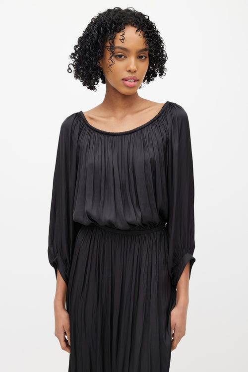 Ulla Johnson Black Off The Shoulder Pleated Dress