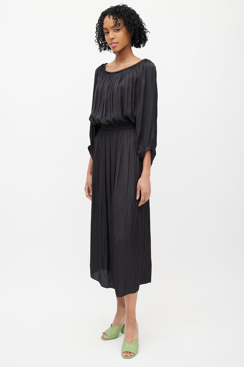 Ulla Johnson Black Off The Shoulder Pleated Dress