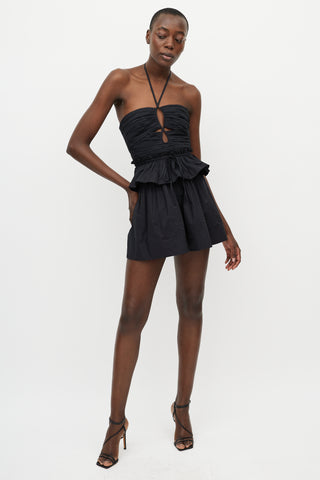 Ulla Johnson Black Pleated Isidro Romper