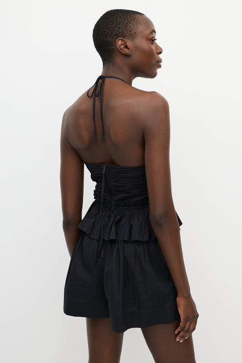 Ulla Johnson Black Pleated Isidro Romper