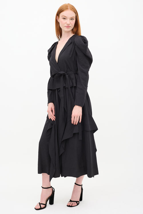 Ulla Johnson FW 2022 Black Virginie Ruffle Dress