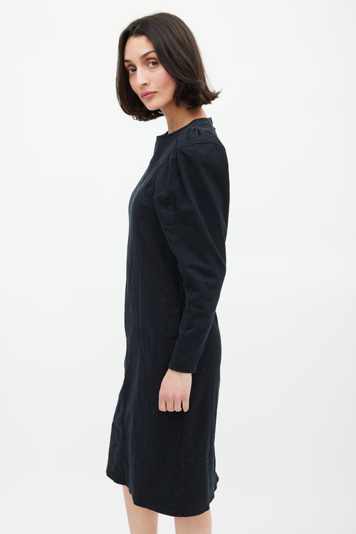 Ulla Johnson Black Denim Puff Long Sleeve Dress