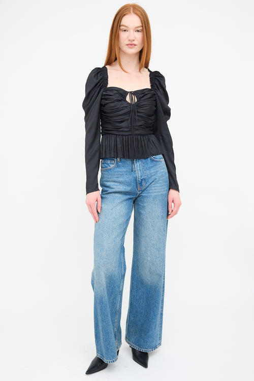 Ulla Johnson Black Ruched Mirelle Blouse