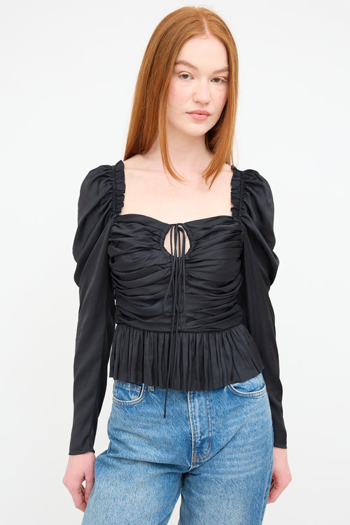 Ulla Johnson Black Ruched Mirelle Blouse