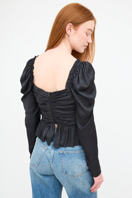 Ulla Johnson Black Ruched Mirelle Blouse