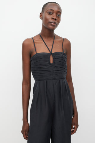 Ulla Johnson Black Silk Pleated Jumpsuit