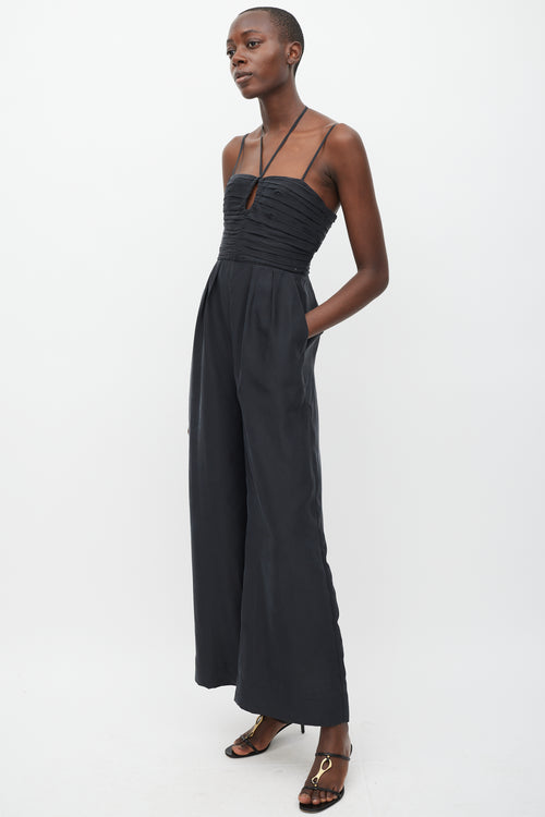 Ulla Johnson Black Silk Pleated Jumpsuit