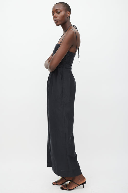 Ulla Johnson Black Silk Pleated Jumpsuit