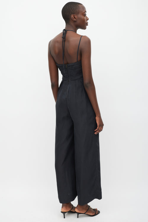 Ulla Johnson Black Silk Pleated Jumpsuit