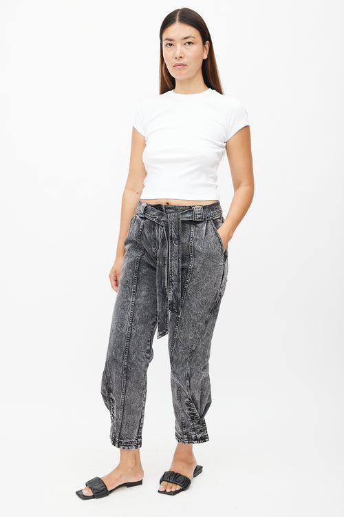 Ulla Johnson Black Stonewash Belted Denim Trouser