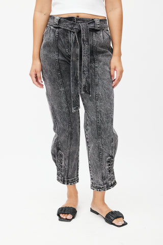 Ulla Johnson Black Stonewash Belted Denim Trouser