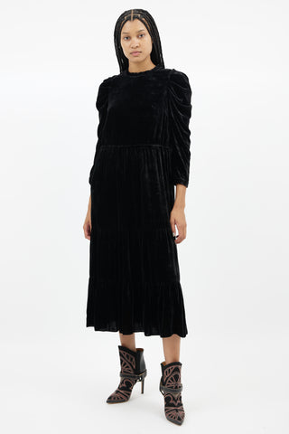 Ulla Johnson Black Velvet Midi Dress