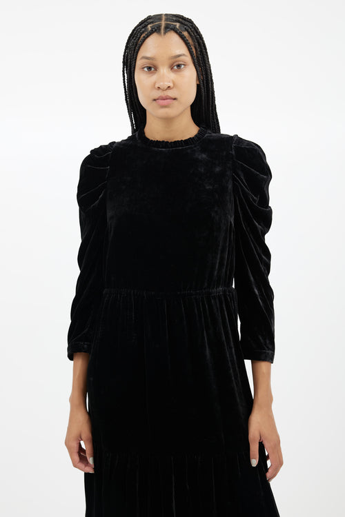 Ulla Johnson Black Velvet Midi Dress