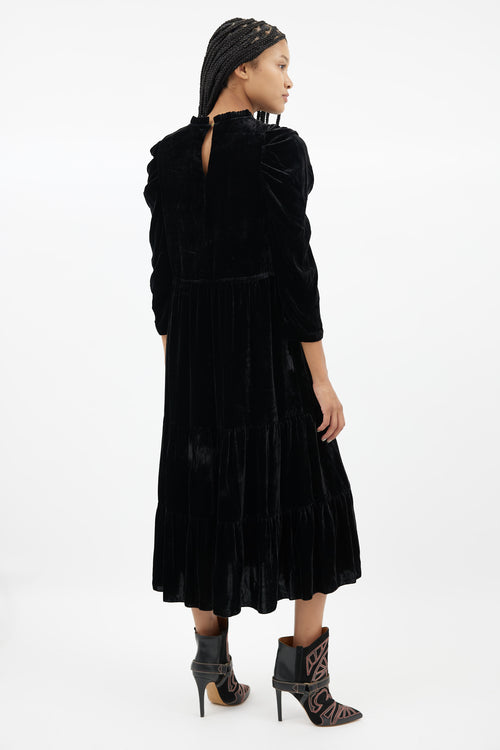 Ulla Johnson Black Velvet Midi Dress