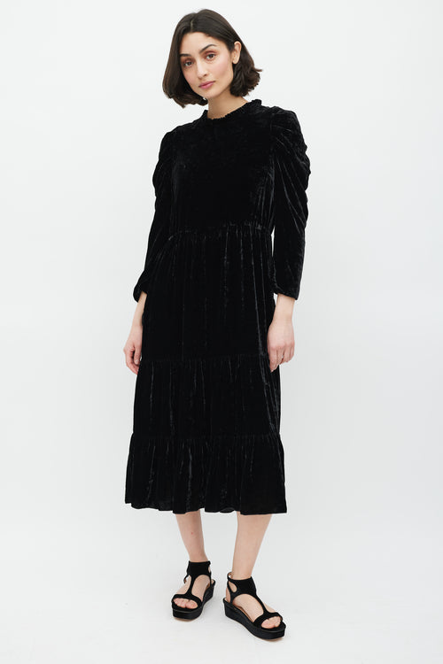 Ulla Johnson Black Velvet Puff Sleeve Dress