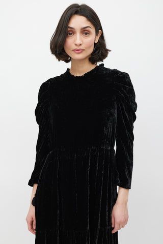 Ulla Johnson Black Velvet Puff Sleeve Dress