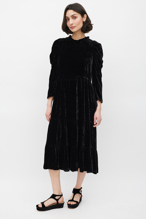 Ulla Johnson Black Velvet Puff Sleeve Dress